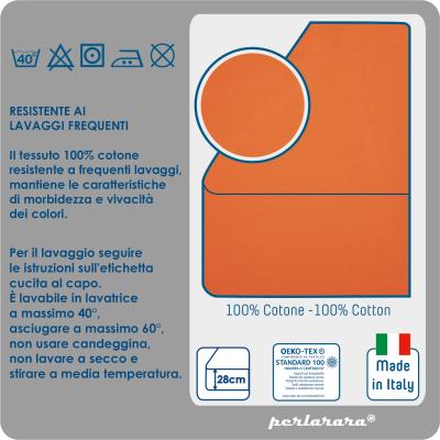 PERLARARA Lenzuolo Una Piazza e Mezza con Angoli, Lenzuolo Cotone Sotto 120x200 cm Elastic-Fit anche per Materasso Alto Orange_