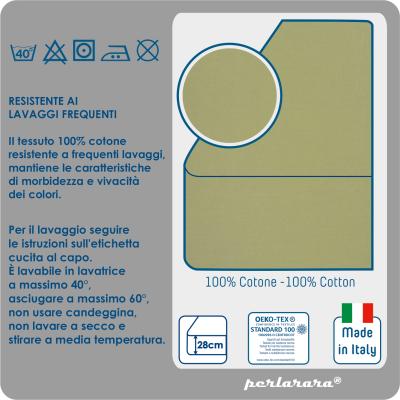 PERLARARA Lenzuolo Una Piazza e Mezza con Angoli, Lenzuolo Cotone Sotto 120x200 cm Elastic-Fit anche per Materasso Alto Verde Celadon_