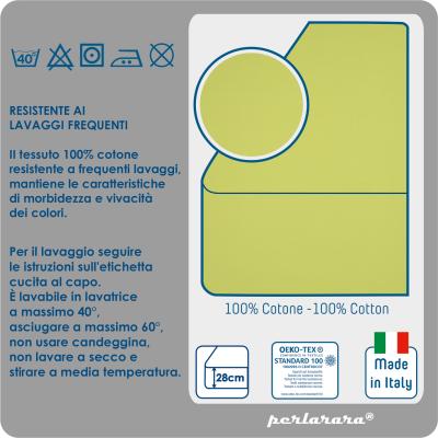 PERLARARA Lenzuolo Una Piazza e Mezza con Angoli, Lenzuolo Cotone Sotto 120x200 cm Elastic-Fit anche per Materasso Alto Verde Mela_