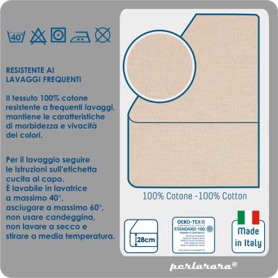 PERLARARA Lenzuolo Piazza e Mezza Francese con Angoli, Lenzuolo Cotone Sotto 140x200 cm Elastic-Fit anche per Materasso Alto Lino_