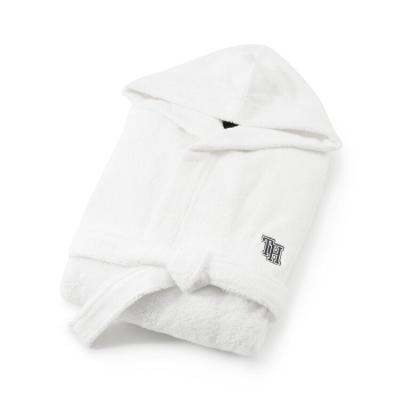 Tommy Hilfiger Accappatoio Uomo e Donna in Spugna con Cappuccio di Cotone Initial con Logo White M_