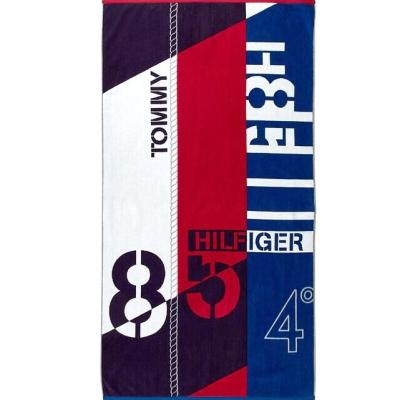 Tommy Hilfiger Telo Mare in Spugna di Cotone Cinigliato - Sailboat Red