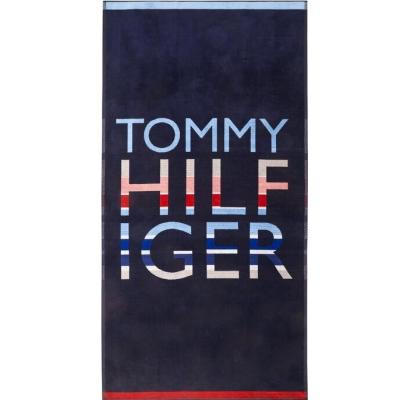 Tommy Hilfiger Telo Mare in Spugna di Cotone Cinigliato - Island Navy