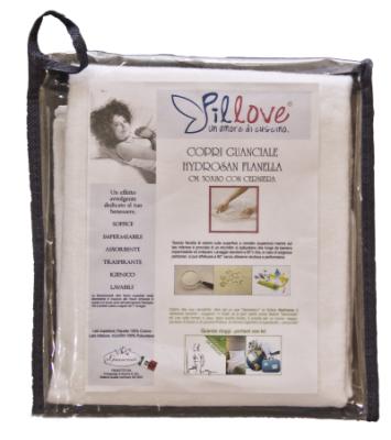 Pillove Copriguanciale per cuscino Hydrosan Impermeabile in Flanella di Cotone con Zip 50x80 cm