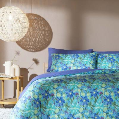 Bassetti Parure Copripiumino Matrimoniale, Easy Flower C1 Letto due Piazze Sacca Double-Face Reversibile e doppie 4 Federe