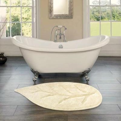 Perlarara Tappeto Bagno Leaf 55X110 Cm In Cotone Beige Leaf_