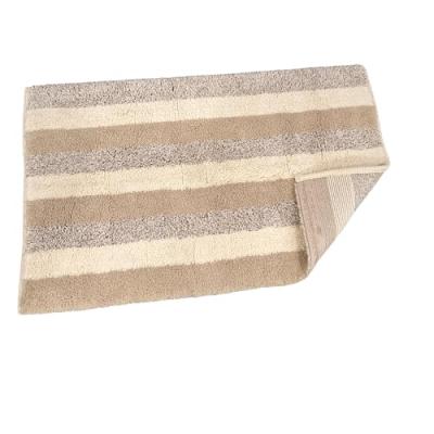 Perlarara Tappeto Bagno Stripes 55X80 Cm In Cotone Beige_