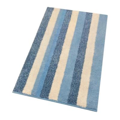 Perlarara Tappeto Bagno Stripes 55X110 Cm In Cotone Celeste_