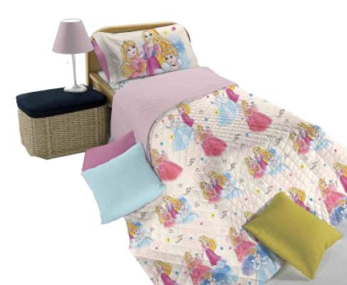 Disney Trapuntino Primaverile Principesse in Cotone per Letto Singolo