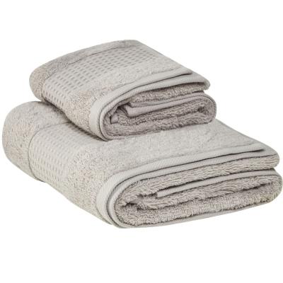 Bellora Set due pezzi Spugna Bagno ospite e Asciugamano Viso e Mani Cotone Fiocco Grigio_