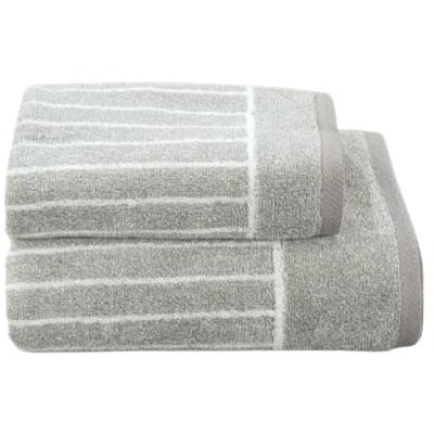 Carrara Set due pezzi Spugna Bagno ospite e Asciugamano Viso e Mani Cotone Gessato Grey