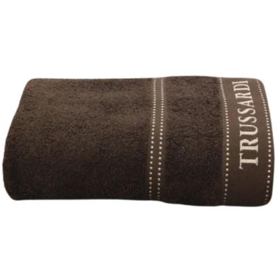 Trussardi Asciugamano Telo Bagno Doccia 100x150 cm Spugna di Cotone in Scatola Ribbon Coffee