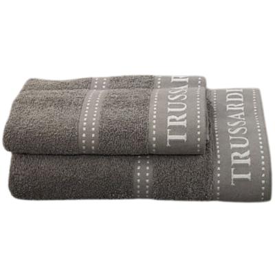 Trussardi Set due pezzi Spugna Bagno ospite e Asciugamano Viso e Mani in Scatola Ribbon Dark Grey