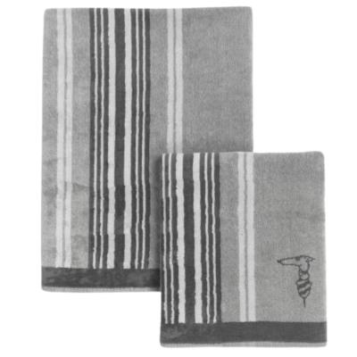 Trussardi Set due pezzi Spugna Bagno ospite e Asciugamano Viso e Mani Sponge e Stripes Grey