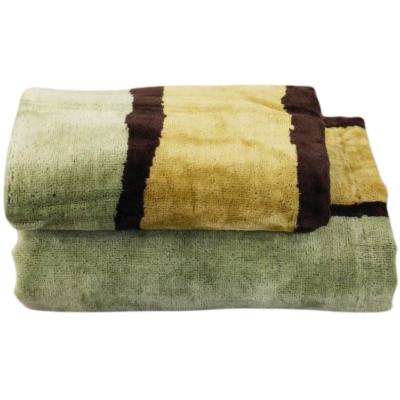 Carrara Set due pezzi Spugna Bagno ospite e Asciugamano Viso e Mani Cotone Cinigliato Amorgos Green_