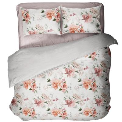 Enrico Coveri Parure Copripiumino Matrimoniale Percalle di Cotone Agata Beige Sacca e 2 Federe