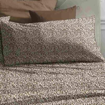 Laura Biagiotti Completo Letto Lenzuola Matrimoniale Puro Cotone, Alisea Leopardato, sopra, sotto con angoli e federe