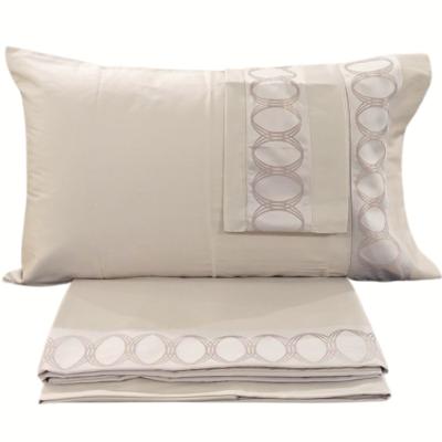 Laura Biagiotti Completo Letto Lenzuola Matrimoniale Raso di Puro Cotone, La Marais Anelli, Sopra, Sotto con angoli e 2 federe_
