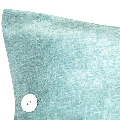 Perlarara Parure Copripiumino Matrimoniale Cotone effetto lino Aqua Sacca e Federe con bottoni madreperla_