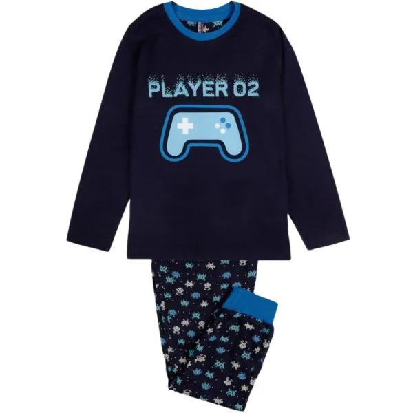 Admas Pigiama in cotone Games 2 Pezzi Maglia e Pantalone Lunghi Bambino