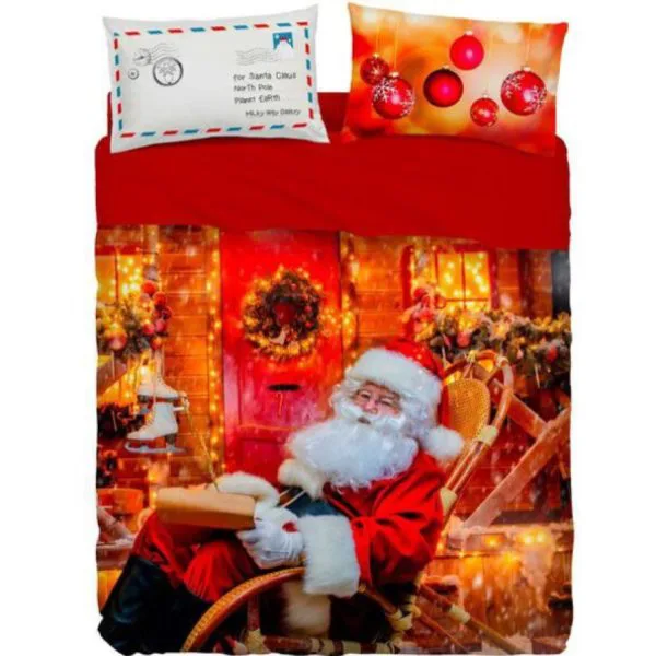 Bassetti - Completo Letto Cotone Set Lenzuola Matrimoniale Piazza e mezza Singolo Imagine Stampa Digitale North Pole, Lenzuolo con Balza Copriletto e Sotto con Angoli e Federe
