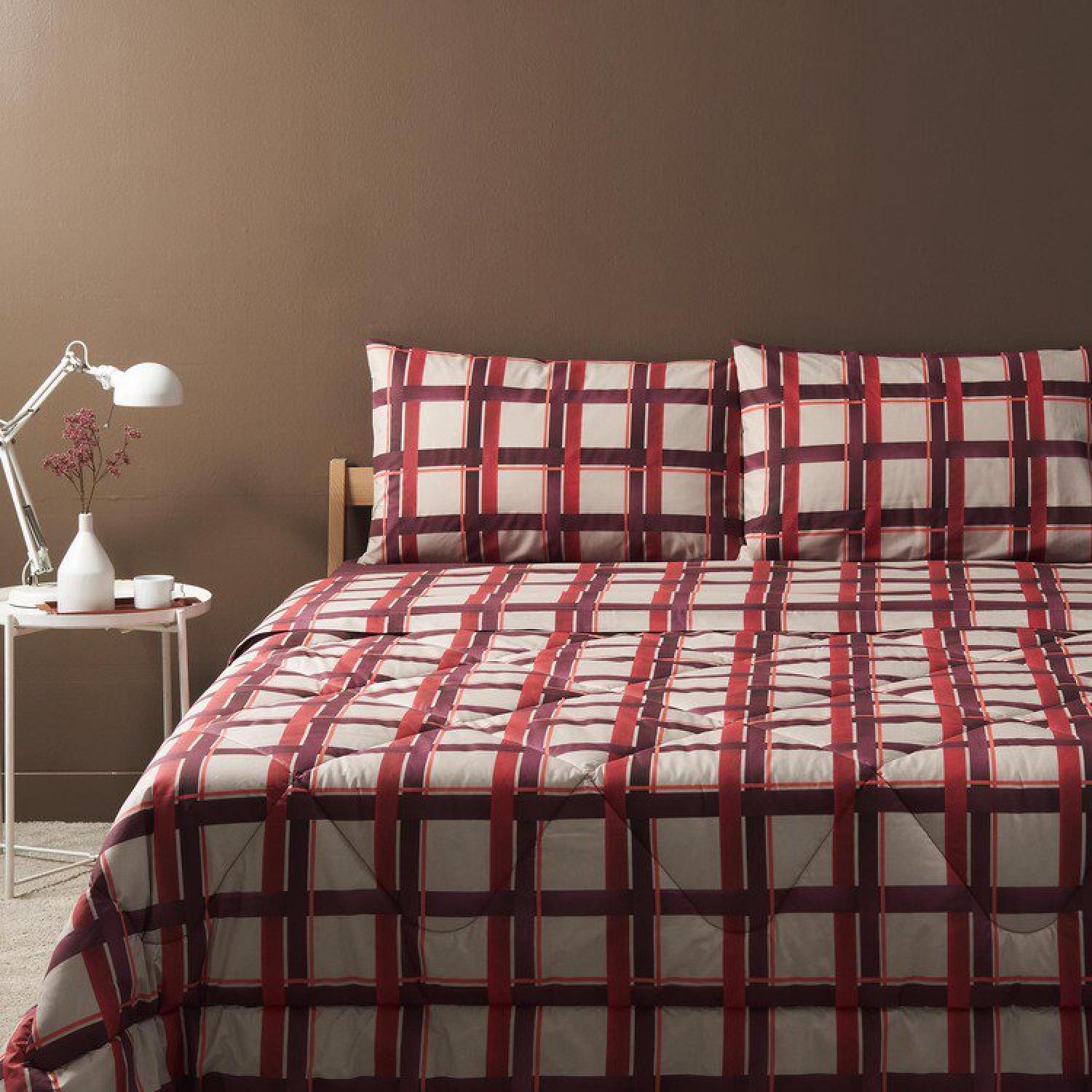 Bassetti Completo Letto Lenzuola, Check Matrimoniale Singolo Una Piazza e mezza Sopra, sotto angoli Federe