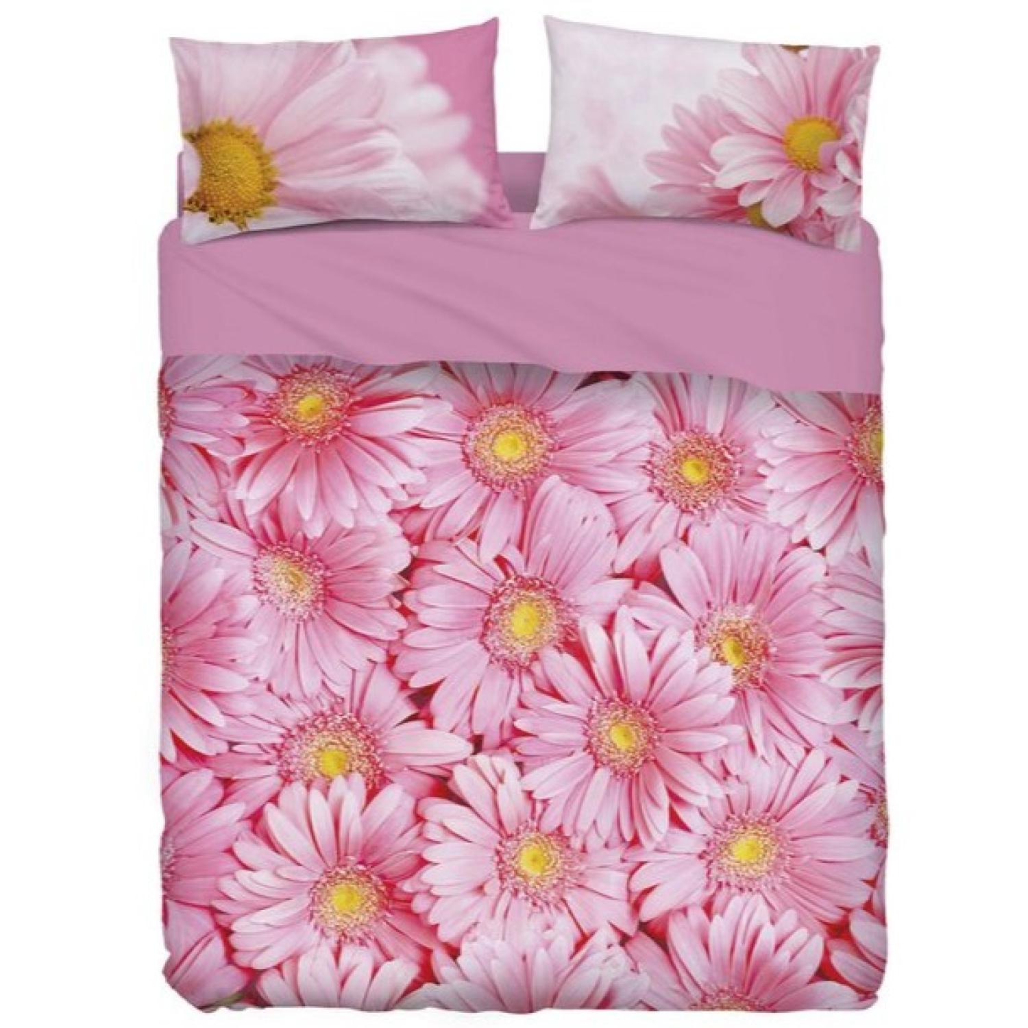 Bassetti Imagine Completo Letto Cotone Matrimoniale Piazza e mezza Singolo Imagine Gerbera e Sotto con Angoli e Federe
