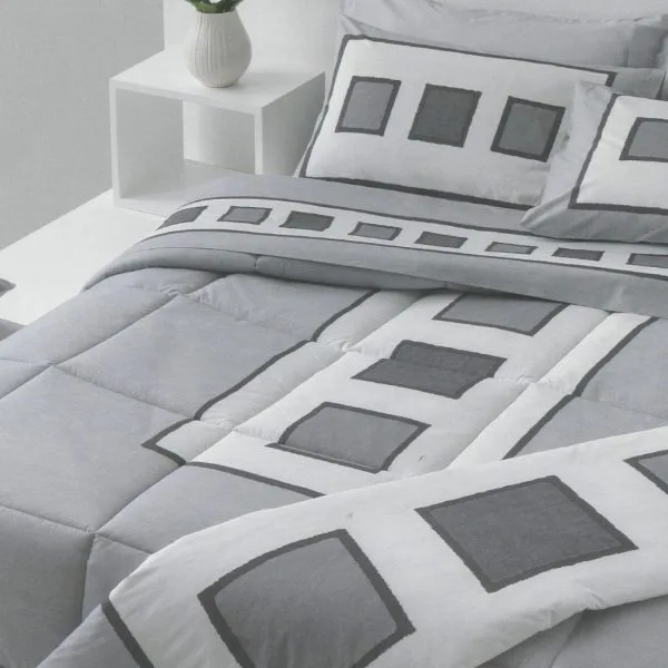 BedArt Carrara Completo Copripiumino Doubleface in Percalle di Cotone