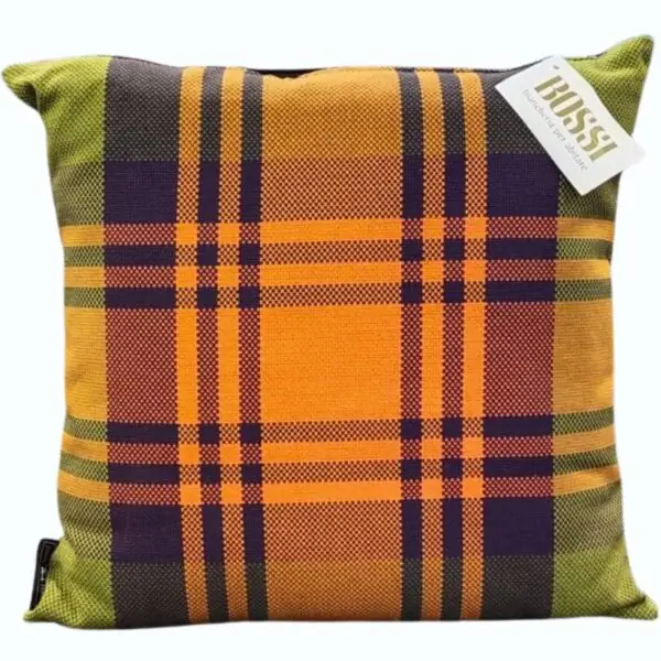 Bossi Cuscino Arredo in Cotone Tinto in Filo Sfoderabile con Imbottitura Tweed