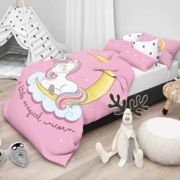 Daunex - Copripiumino per Lettino 100x135 cm in Cotone - Unicorno