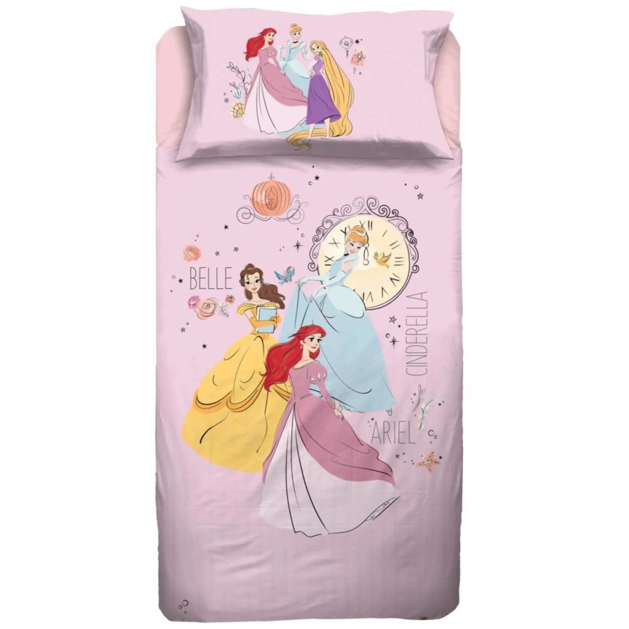 Disney Completo Lenzuola Principesse in Cotone Singolo P996
