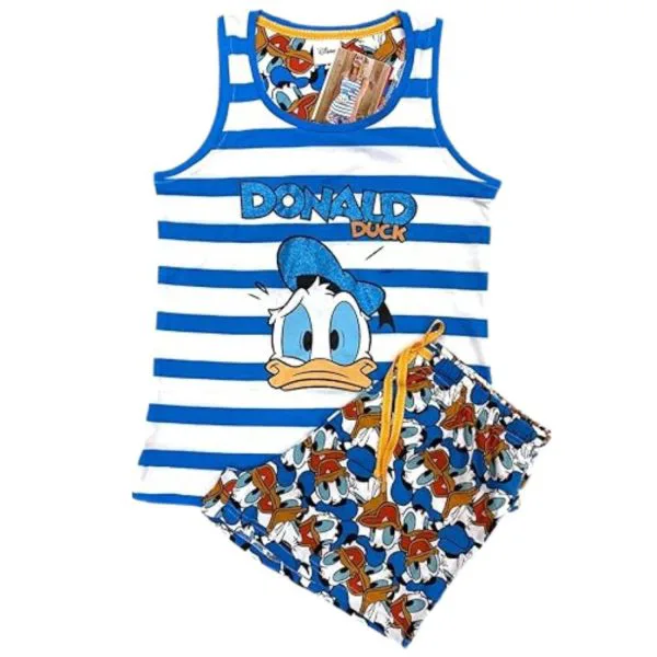 Disney Pigiama estivo Donald Duck 2 Pezzi Canotta e Pantaloncino Bambina