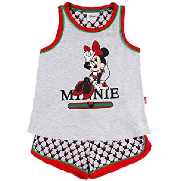 Disney Pigiama estivo Minnie Grey 2 Pezzi Canotta e Pantaloncino Bambina