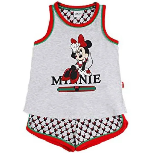 Disney Pigiama estivo Minnie Grey 2 Pezzi Canotta e Pantaloncino Bambina