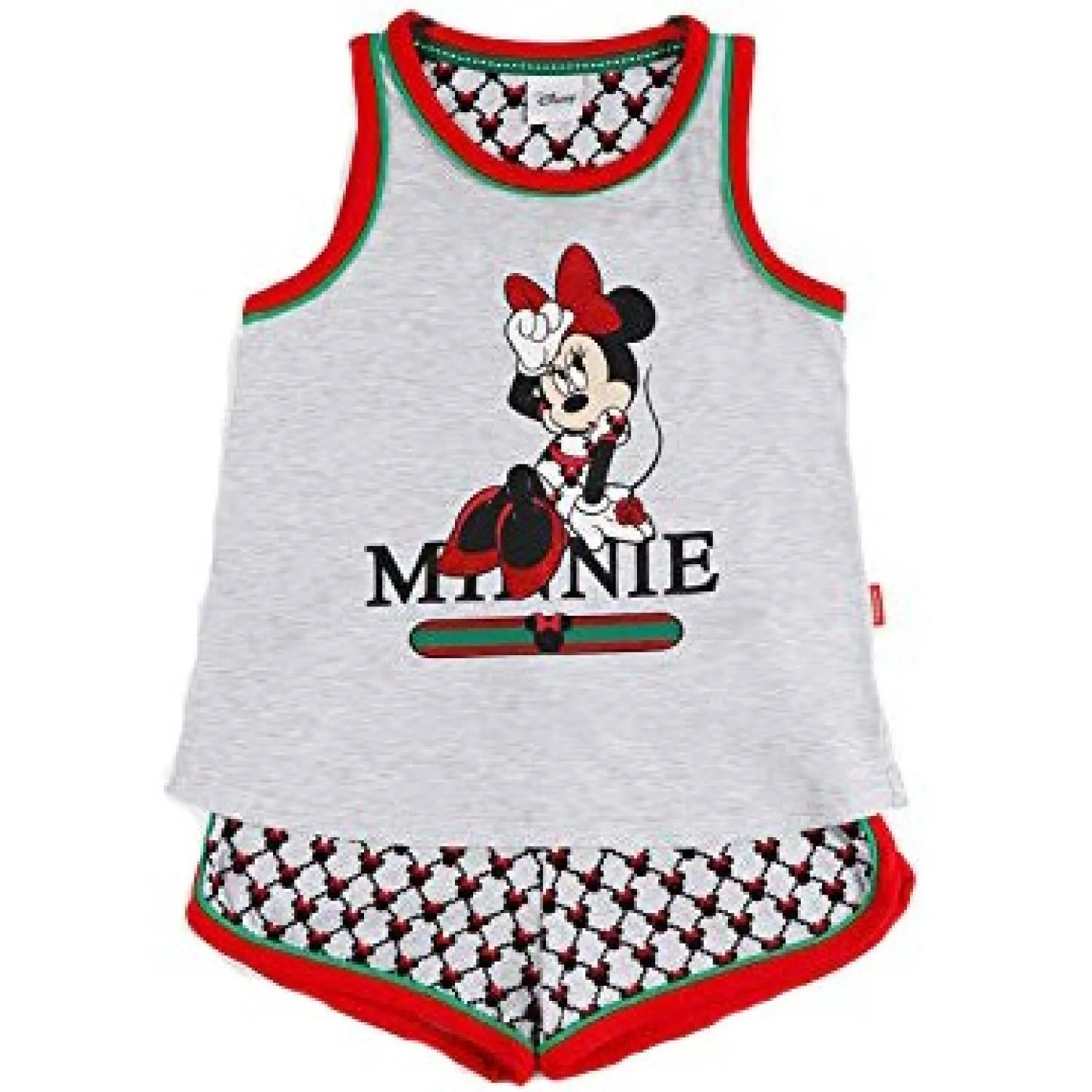 Disney Pigiama estivo Minnie Grey 2 Pezzi Canotta e Pantaloncino Bambina