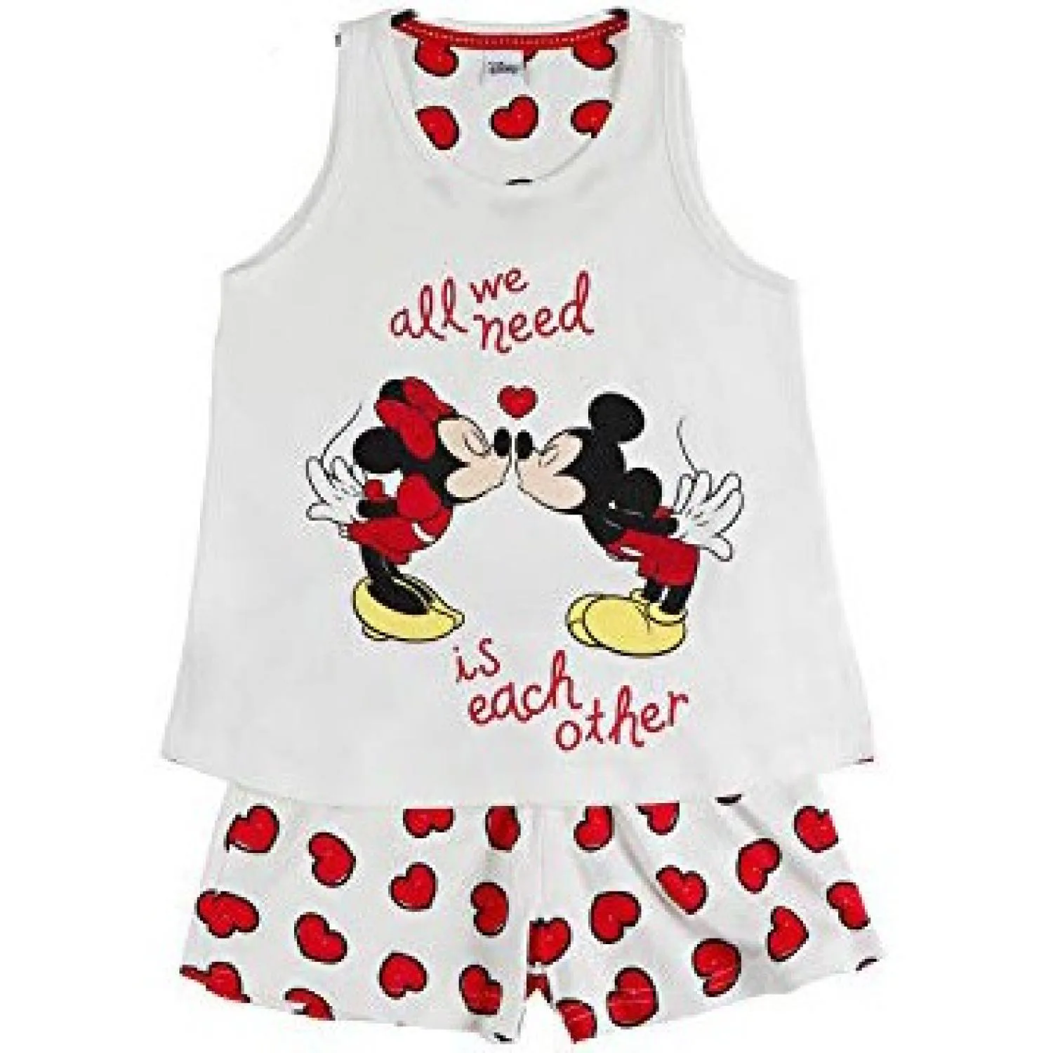 Disney Pigiama estivo Minnie White 2 Pezzi Canotta e Pantaloncino Bambina