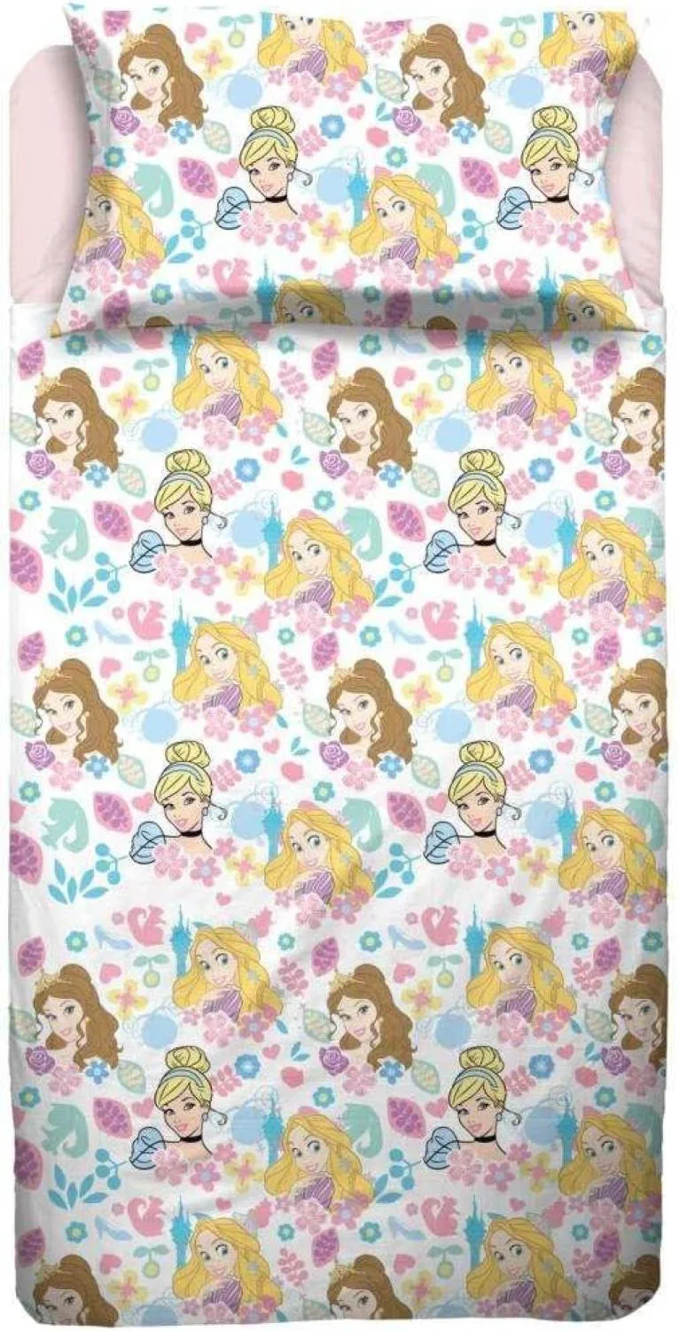 Disney Principesse Completo Lenzuola Singolo In Flanella di Puro Cotone