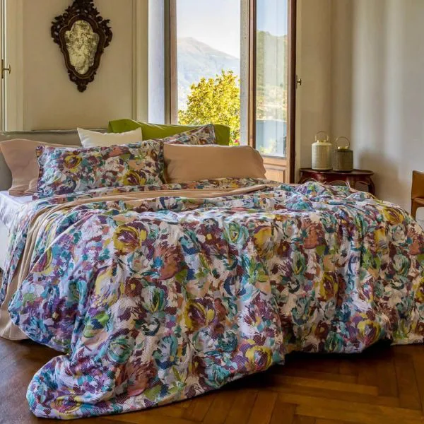 Galizzi Parure Copripiumino, Percalle di Cotone Letto Matrimoniale sacca e Federe con piping