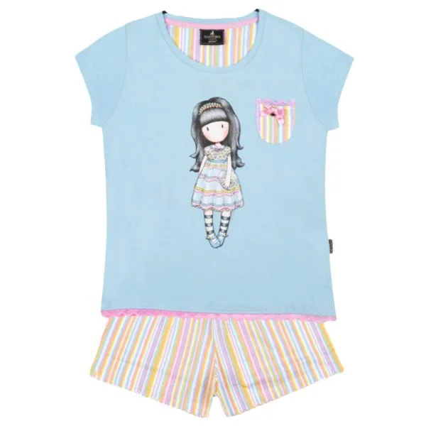 Gorjuss Santoro And all things nice Turchese - Pigiama 2 Pezzi T-shirt + Pantaloncino Bambina