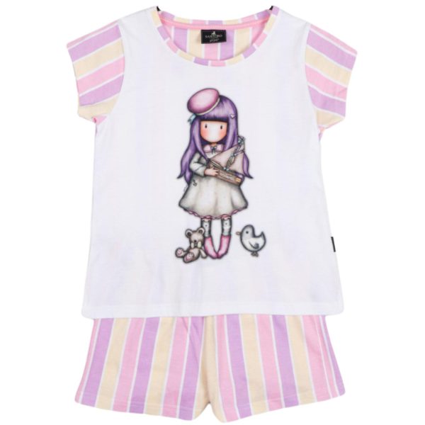 Gorjuss Santoro Bianco - Pigiama 2 Pezzi T-shirt + Pantaloncino Bambina