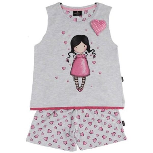 Gorjuss Santoro Grigio - Pigiama 2 Pezzi Canotta + Pantaloncino Bambina