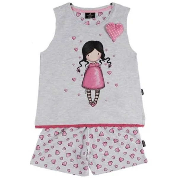 Gorjuss Santoro Grigio - Pigiama 2 Pezzi Canotta + Pantaloncino Bambina