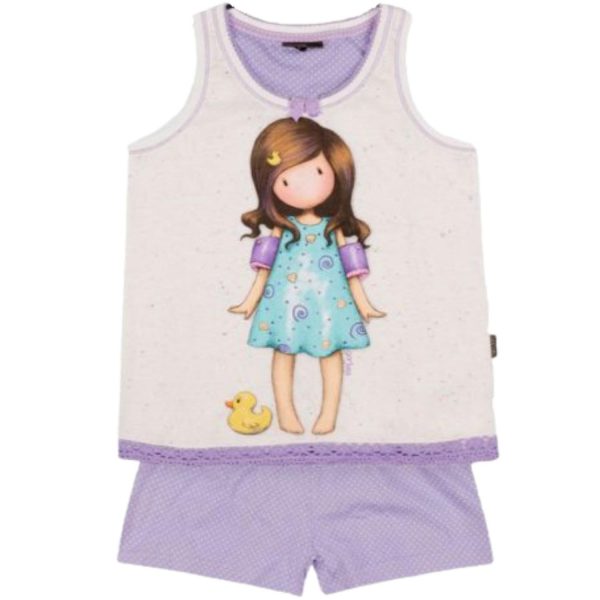 Gorjuss Santoro Little Duck Viola - Pigiama 2 Pezzi Canotta + Pantaloncino Bambina
