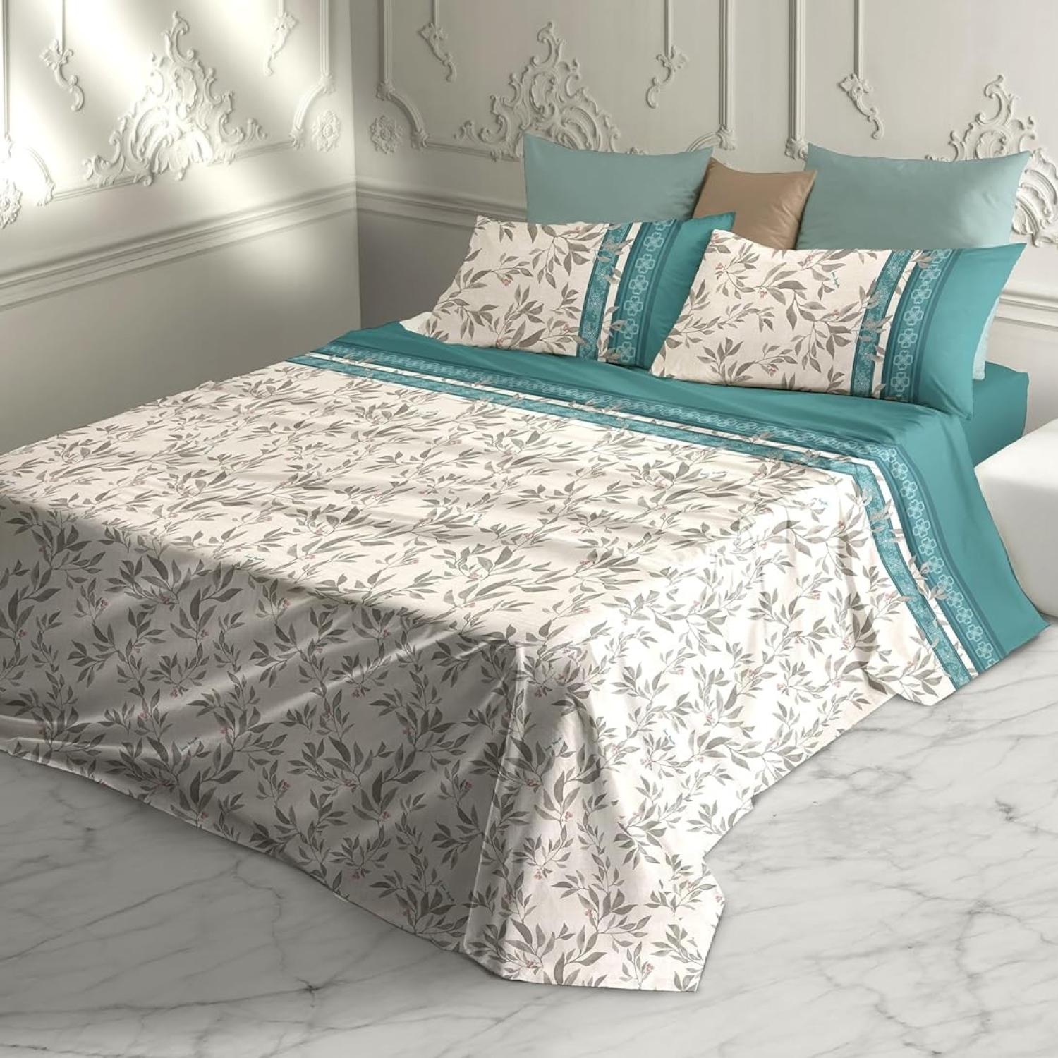 Laura Biagiotti Completo Letto Lenzuola Matrimoniale Puro Cotone, due piazze, Lenzuolo Sopra, Sotto con angoli Maxi con 2 Federe