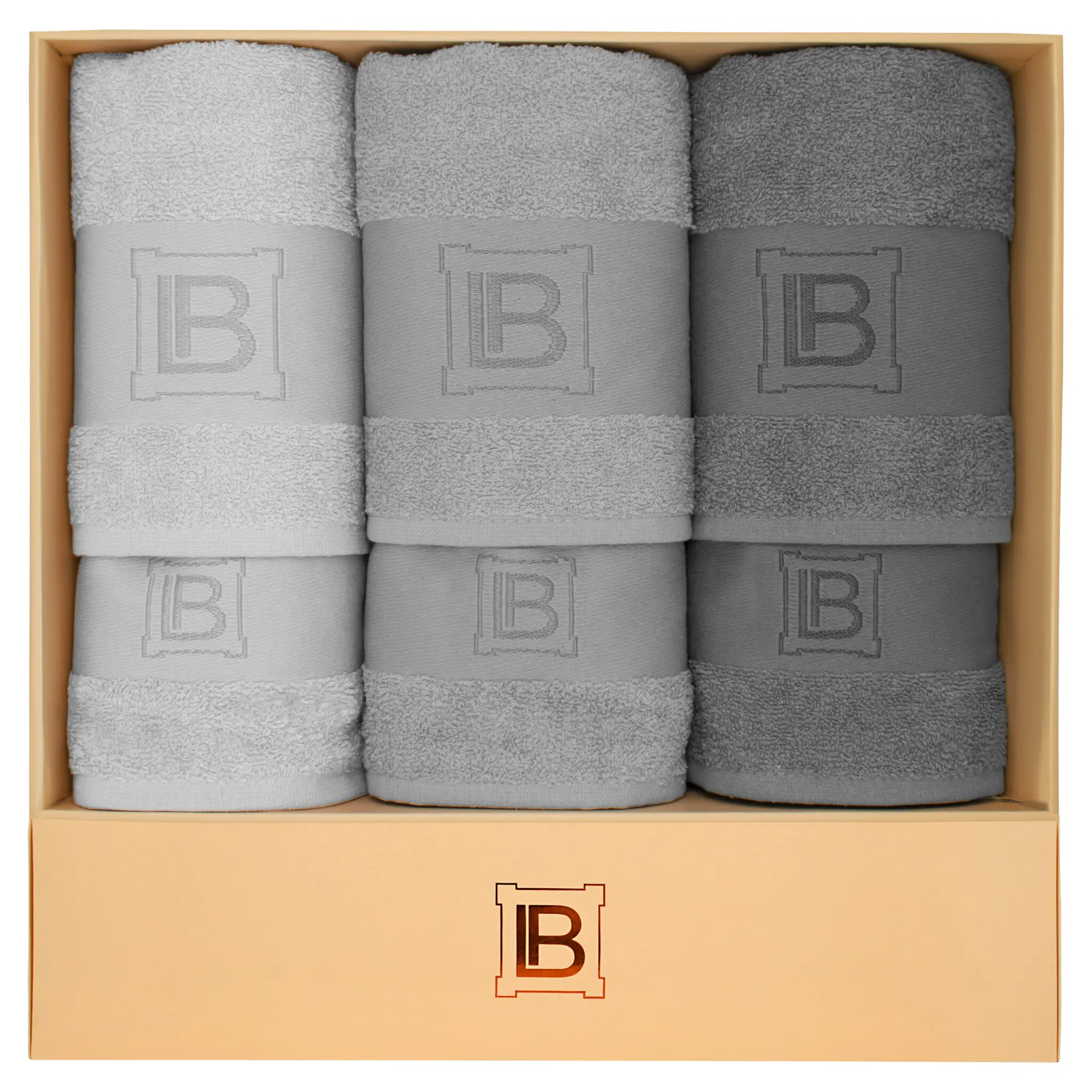 Laura Biagiotti Set Asciugamani Bagno In Spugna 6 pezzi, 3 Asciugamani Viso + 3 Ospite