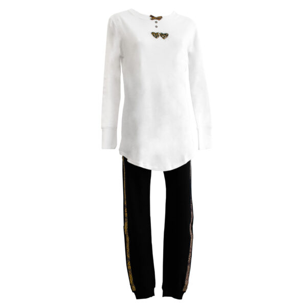 Manam Pigiama Donna Donna Elegante Due 2 Pezzi Interlock 100% Cotone