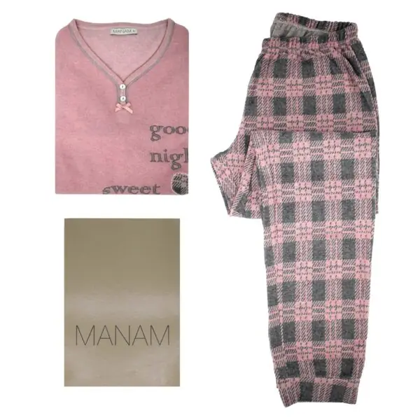 Manam Pigiama Invernale Donna Maglia e Pantalone Punto Milano