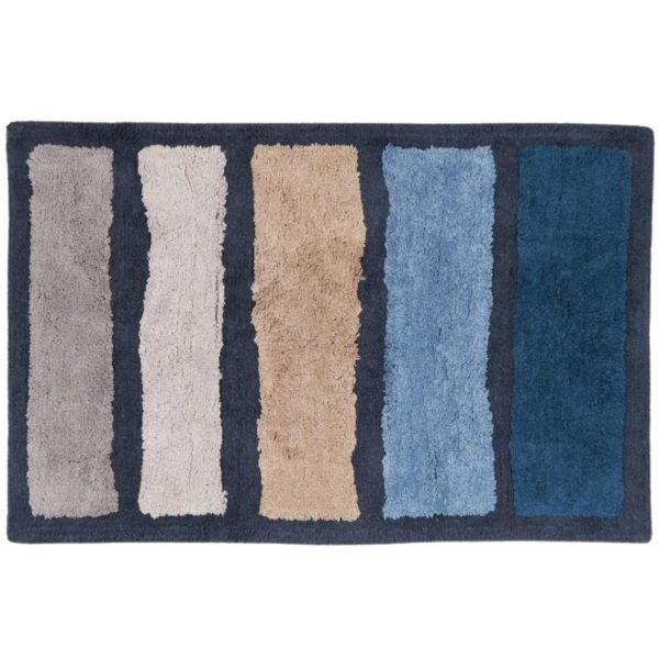 Mirabello Tappeto Bagno Carrara 70x110 cm in cotone Amorgos 001 Blue