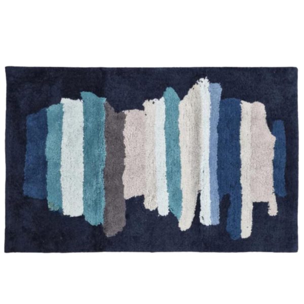 Mirabello Tappeto Bagno Carrara 70x110 cm in cotone John 001 Blue