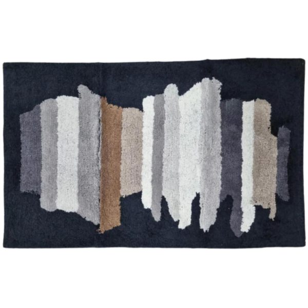 Mirabello Tappeto Bagno Carrara 70x140 cm in cotone John 003 Black